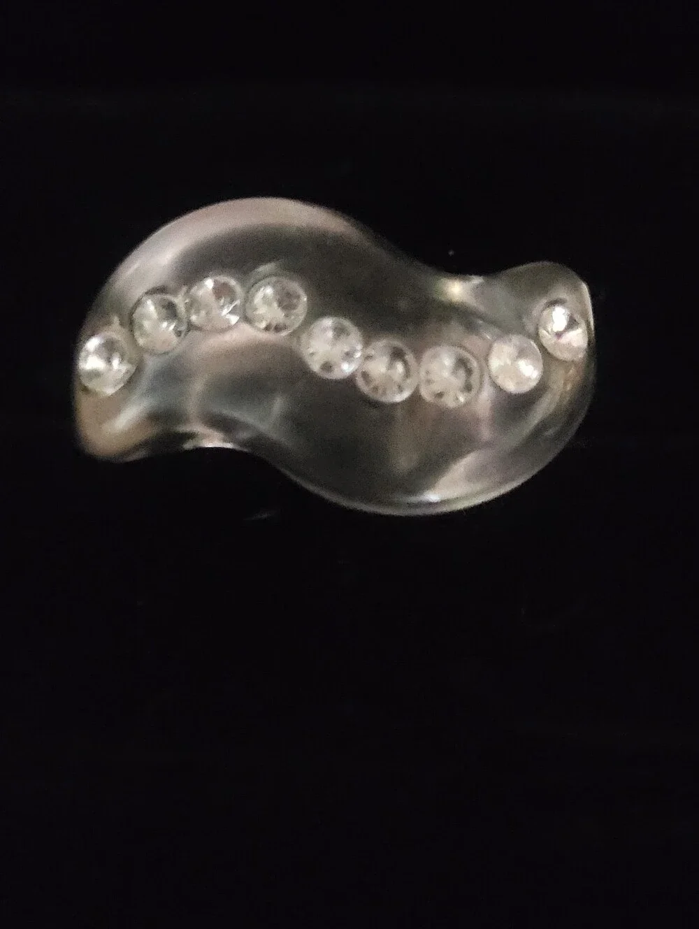 Vintage Y2K Clear Resin Wavy Chunky Ring ✨ Cyber McBling Translucent Rhinestone